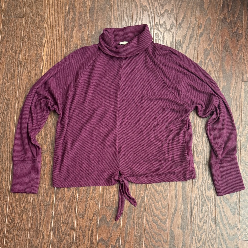 Express Plum Ribbed Knit Top